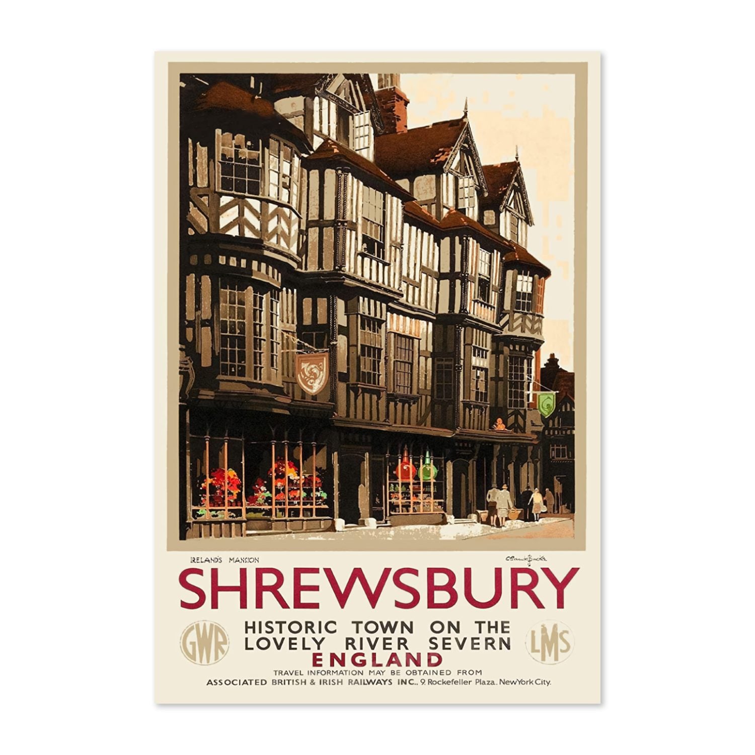 Shrewsbury England poster print